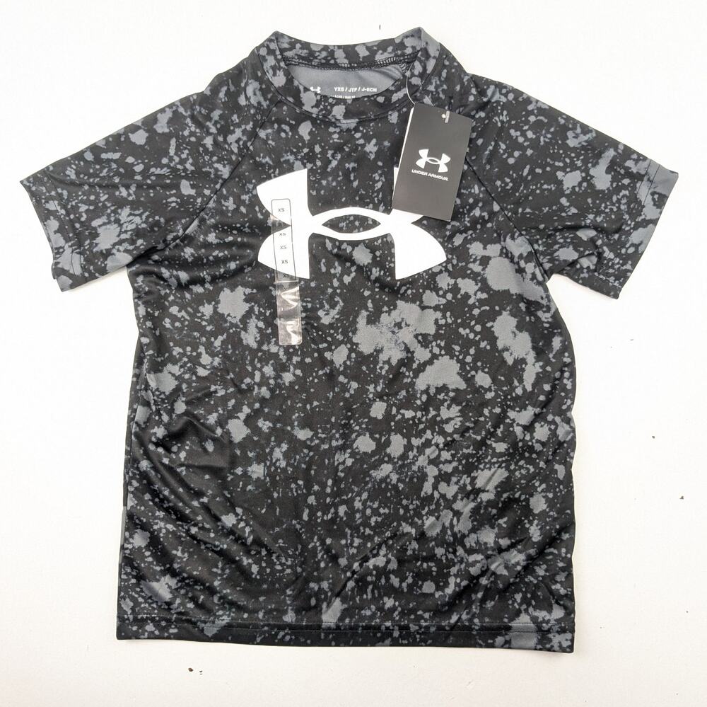 Under Armour Youth XS Black & Gray Athletic Shirt W/White Logo
